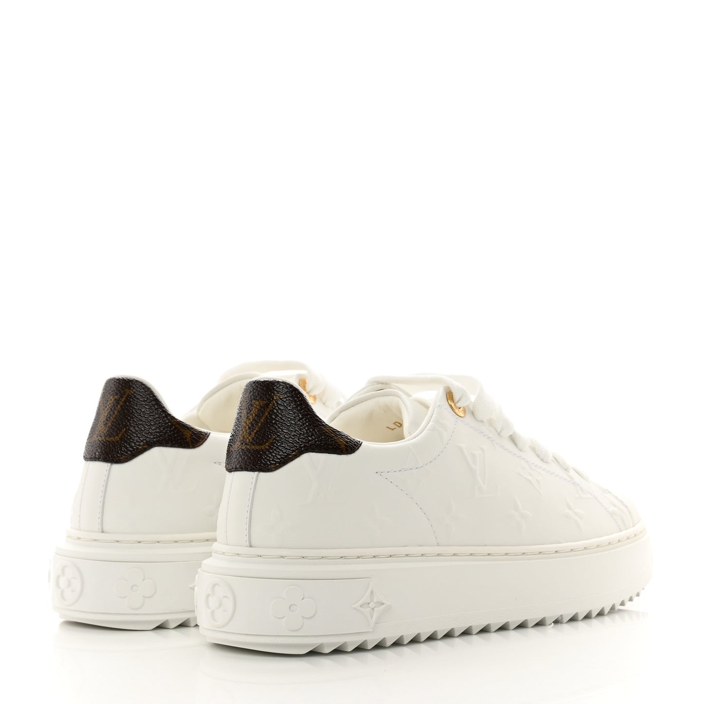Lambskin Embossed Monogram Time Out Sneakers 36 White