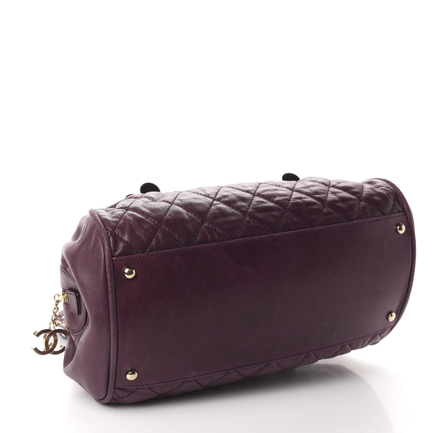Distressed Lambskin Lady Braid Bowler Purple