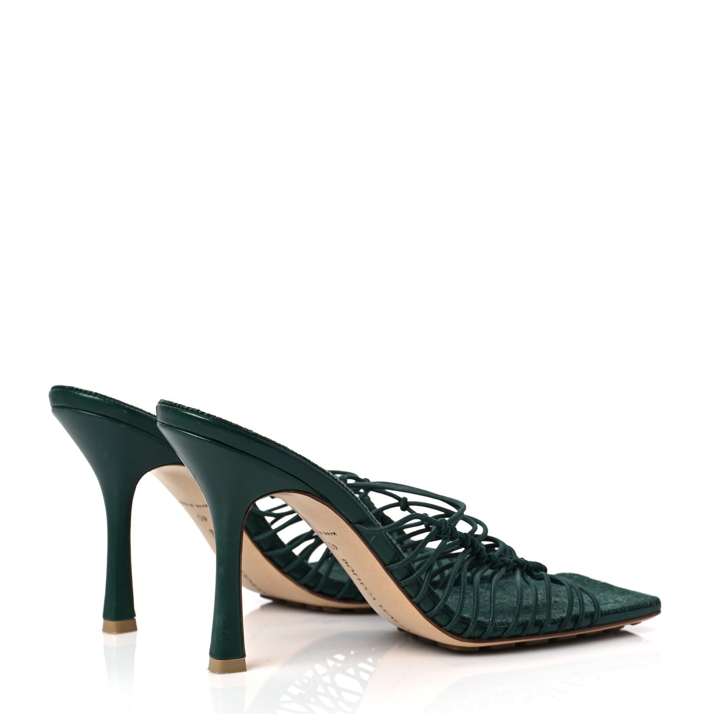 Raffia Elasticized Stretch Mule Sandals 40 Emerald Green