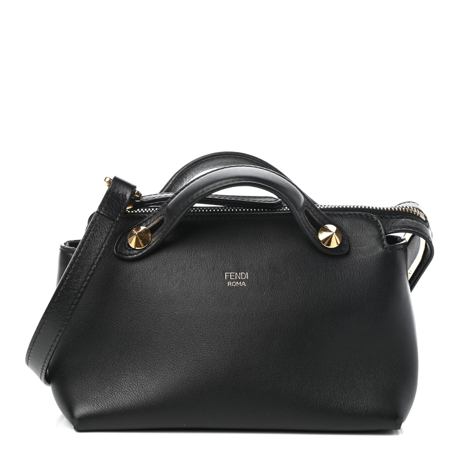 Fendi Vitello Dolce Chain Tail Gold Edition Mini By The Way Boston Bag Black Vintage Gold 1 of 9