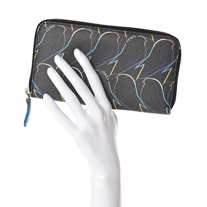 Fendi Vitello Elite QuTweet Zip Around Wallet Dark Grey 2 of 8