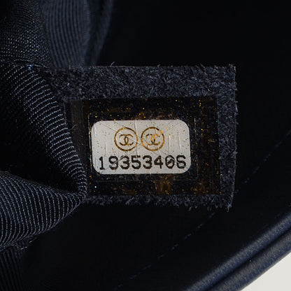 Chanel Sheepskin Braided Medium Boy Reverso Flap Navy Blue 7 of 9