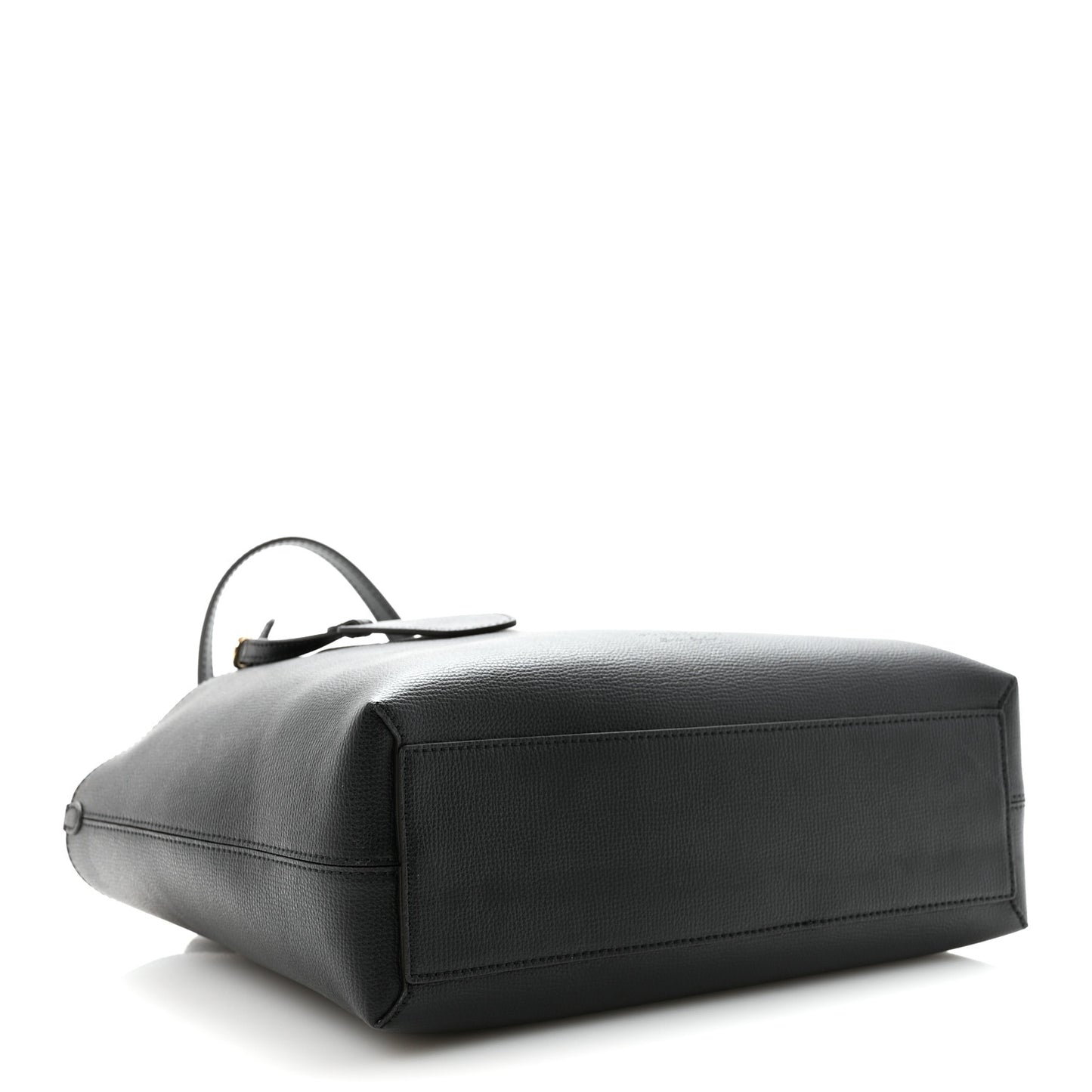 Grainy Calfskin Haymarket Check Small Reversible Tote Black