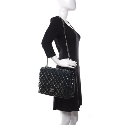 Chanel Patent Quilted Maxi Double Flap Navy Blue 2 of 15