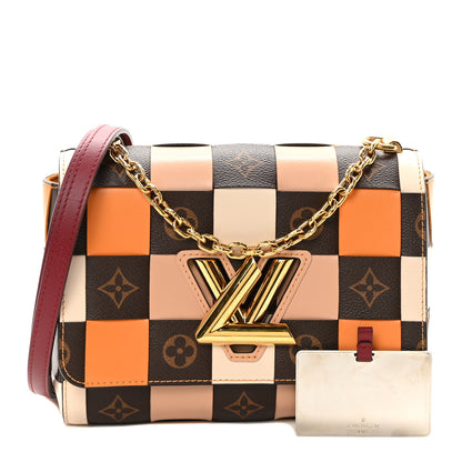 Louis Vuitton Calfskin Monogram Check Twist MM Beige White Orange 1 of 9