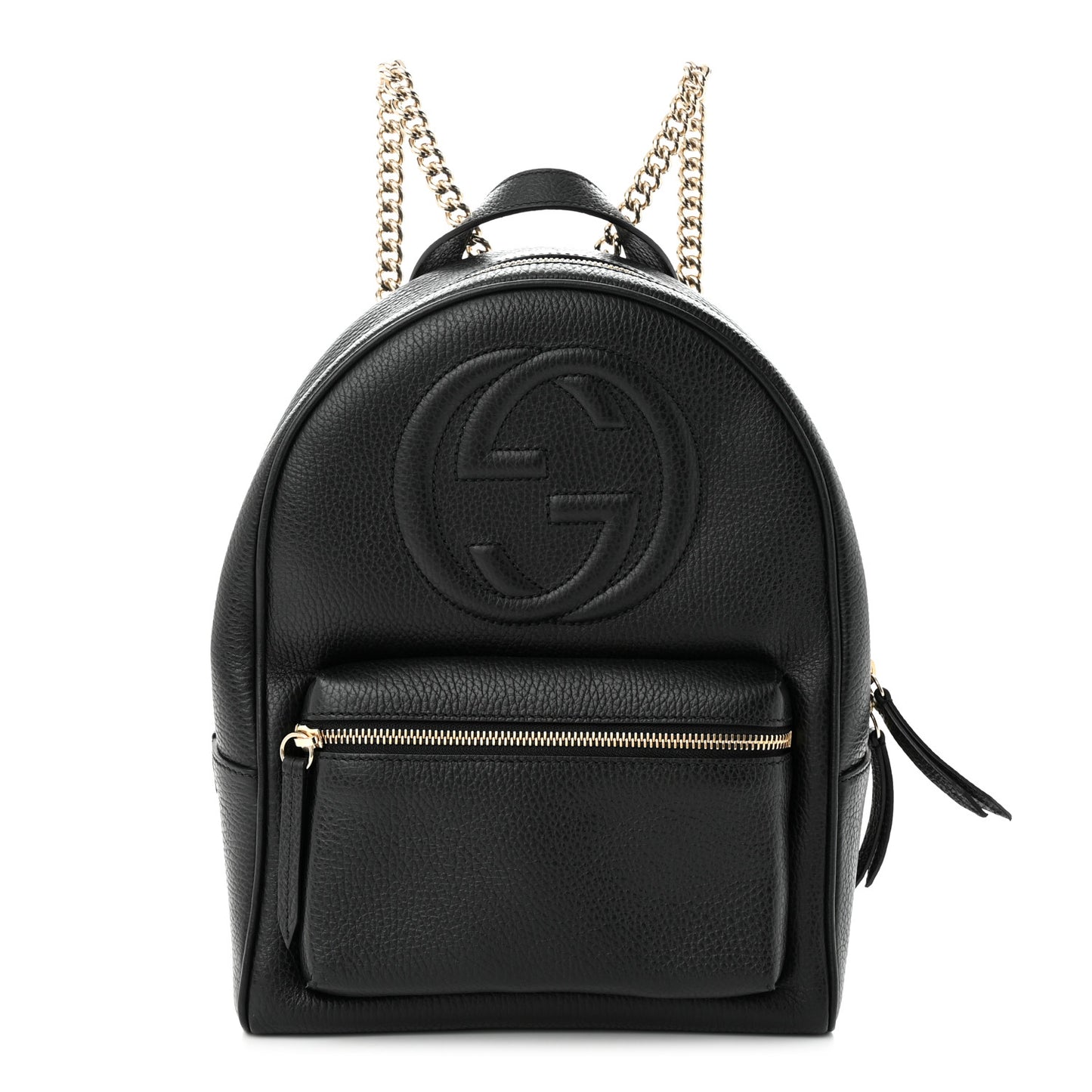 Pebbled Calfskin Soho Chain Backpack Black