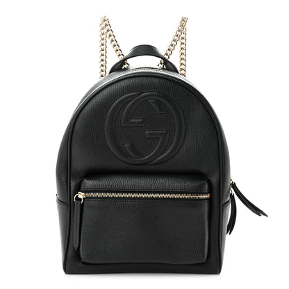 Gucci Pebbled Calfskin Soho Chain Backpack Black 1 of 12