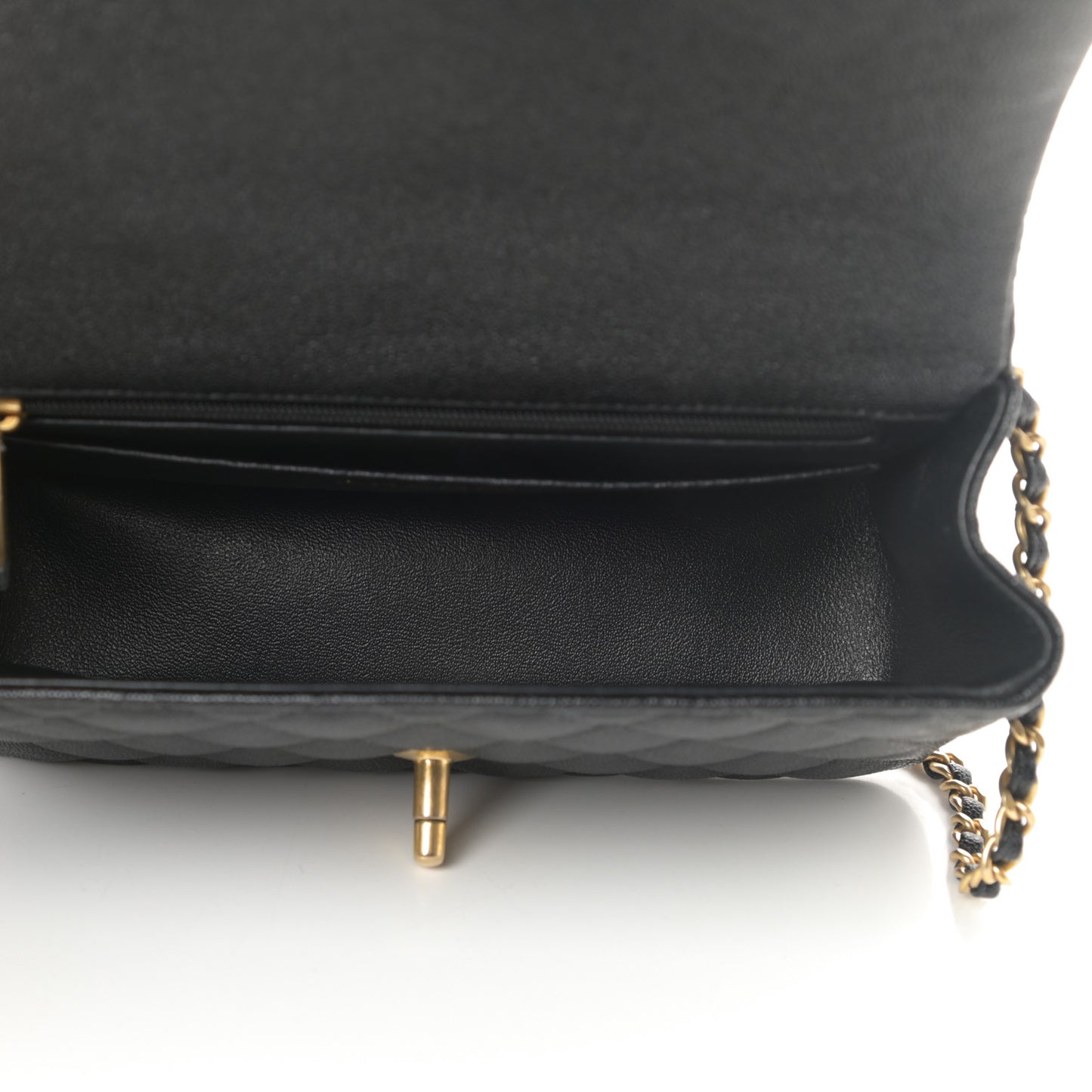 Caviar Quilted Mini Top Handle Rectangular Flap Black