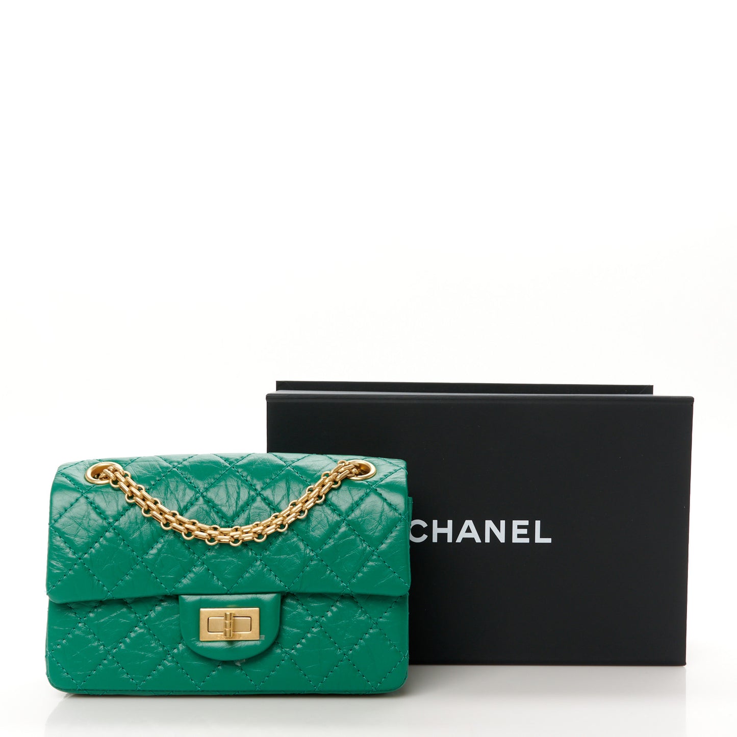 Aged Calfskin Quilted 2.55 Reissue Mini Flap Green