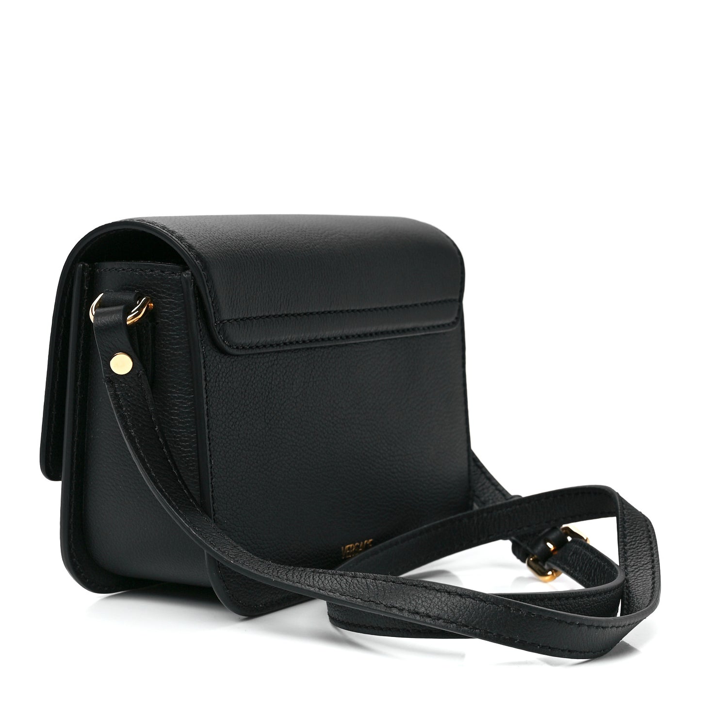 Grained Calfskin La Medusa Flap Shoulder Bag Black