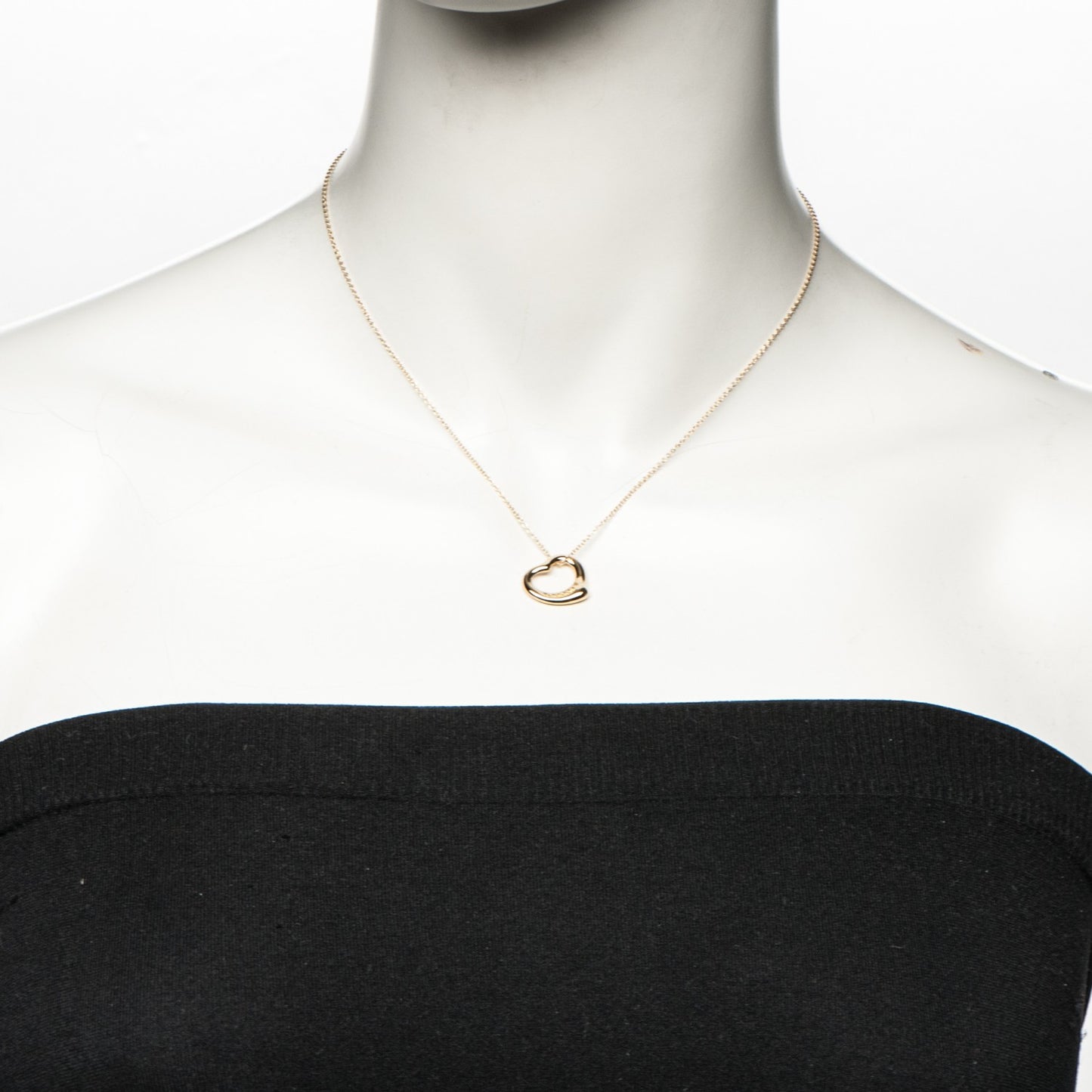 18K Yellow Gold Yellow Diamond 16mm Elsa Peretti Open Heart Pendant Necklace