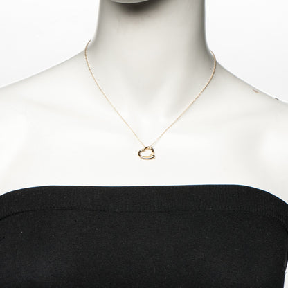 Tiffany 18K Yellow Gold Yellow Diamond 16mm Elsa Peretti Open Heart Pendant Necklace 2 of 7