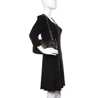 Gucci Calfskin Matelasse Small GG Marmont Shoulder Bag Black 2 of 11