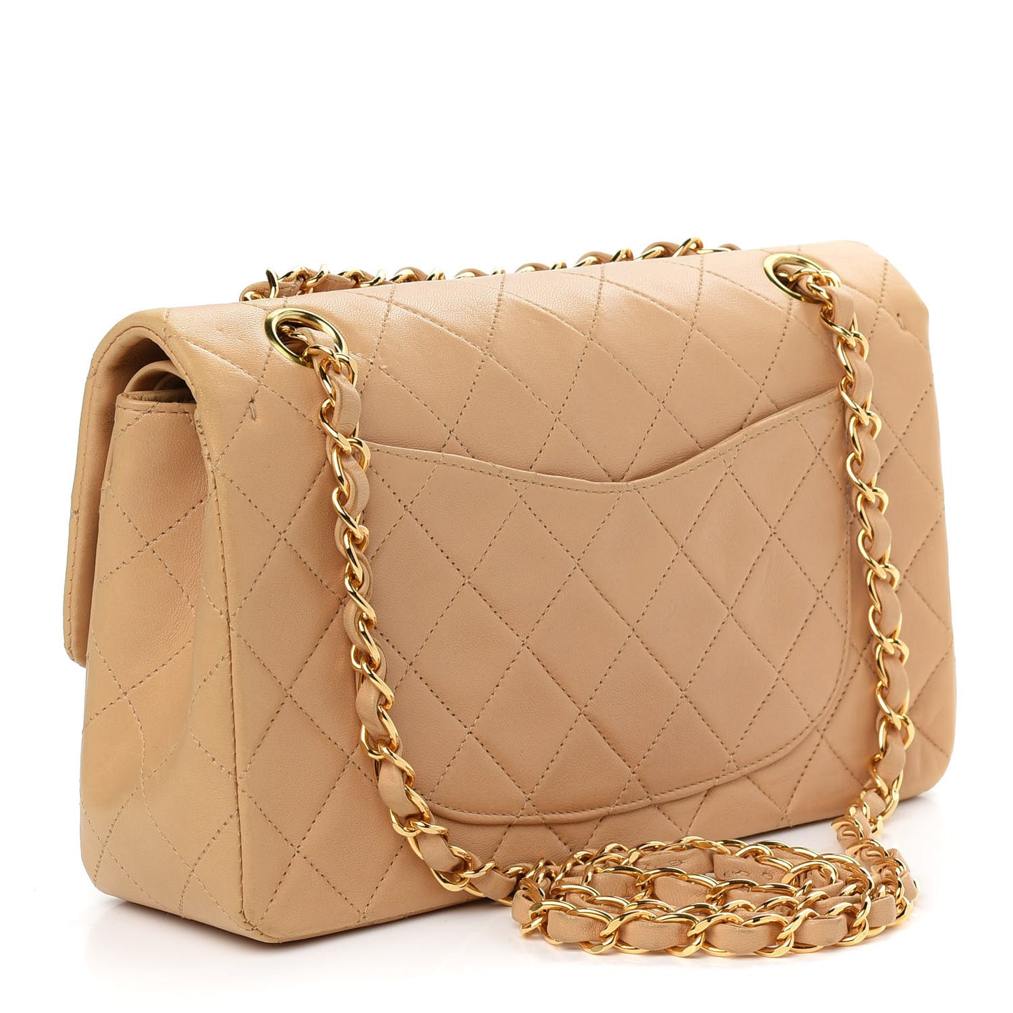 Lambskin Quilted Small Double Flap Beige
