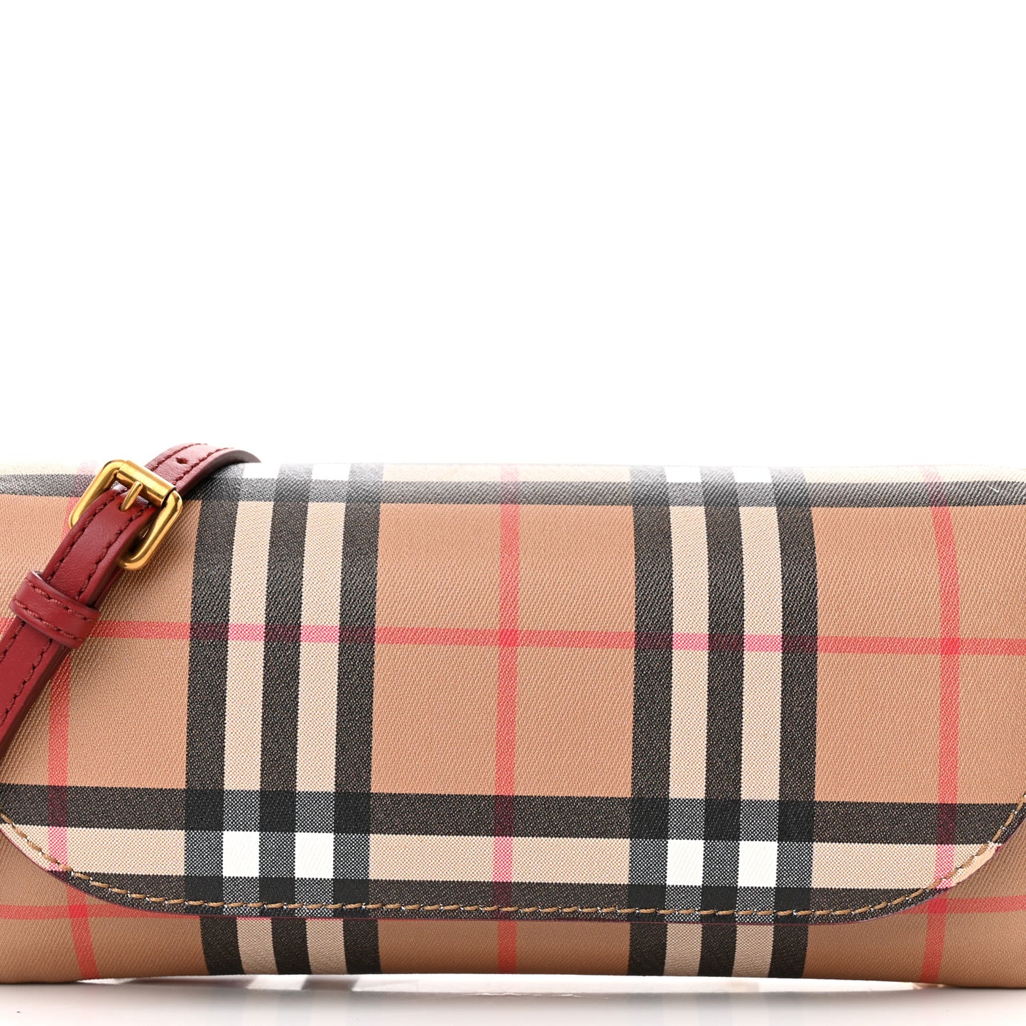 Vintage Check Henley Wallet On Chain Crimson