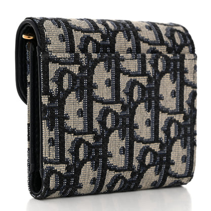 Christian Dior Oblique Saddle Lotus Wallet Blue 3 of 9