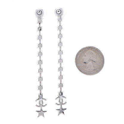 Chanel Crystal Starfall Drop Long CC Earrings Silver 2 of 6