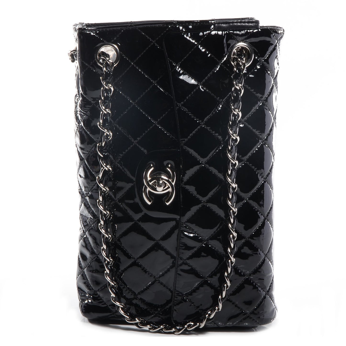Patent Upside Down Flap Bag Black