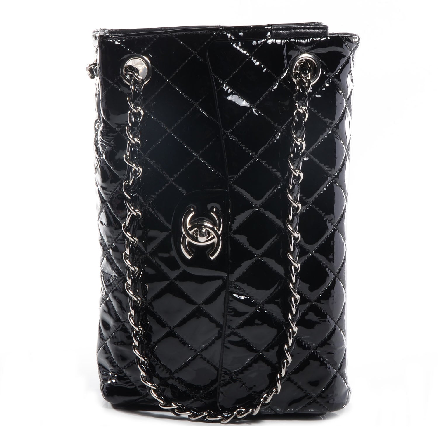 Chanel Patent Upside Down Flap Bag Black 1 of 8