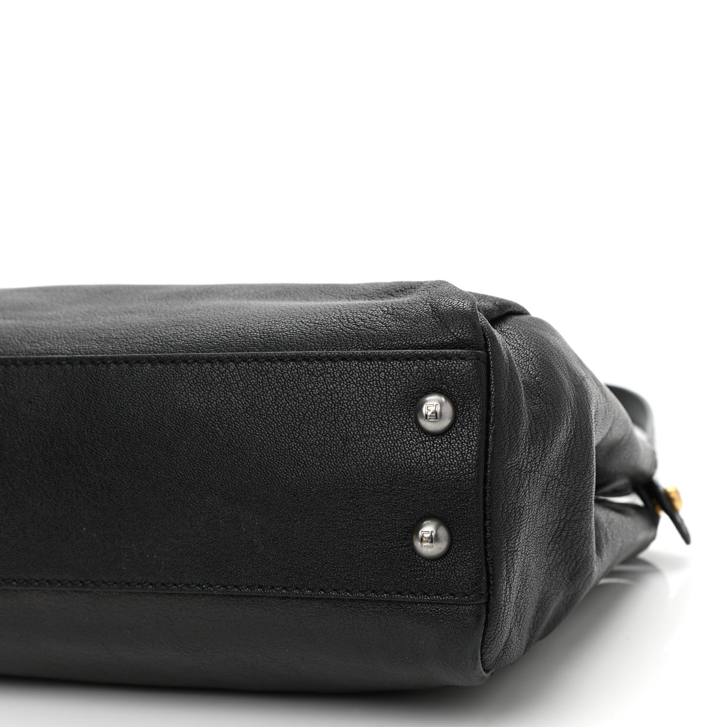 Fendi Goatskin Zucca Medium Peekaboo Iconic Satchel Black Tobacco 10 of 11