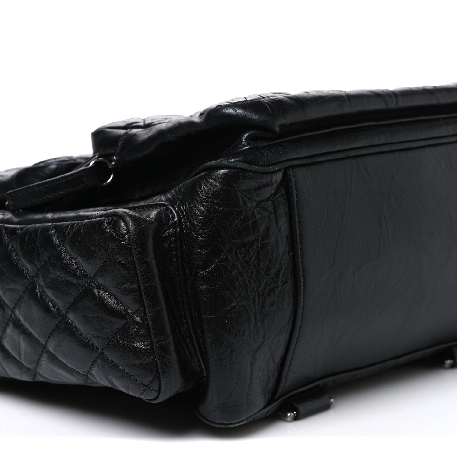 Chanel Grained Calfskin Quilted Large Casual Rock Backpack Black 9 of 10