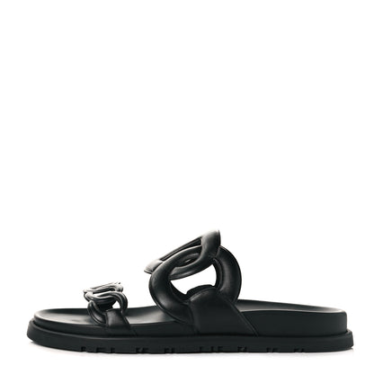 Hermes Nappa Extra Sandals 38.5 Black 1 of 9