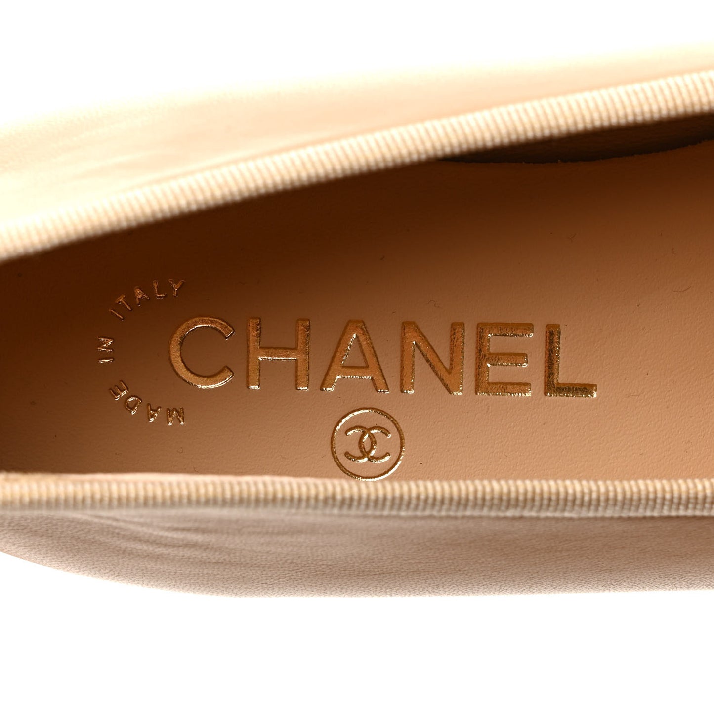 Lambskin Cap Toe CC Ballerina Flats 38 Beige Black