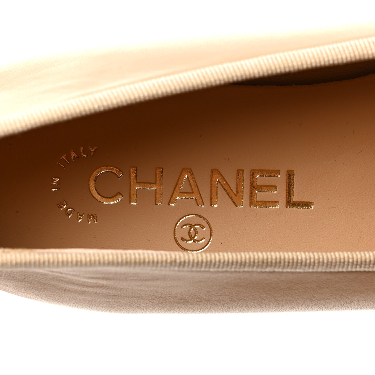 Chanel Lambskin Cap Toe CC Ballerina Flats 38 Beige Black 7 of 9