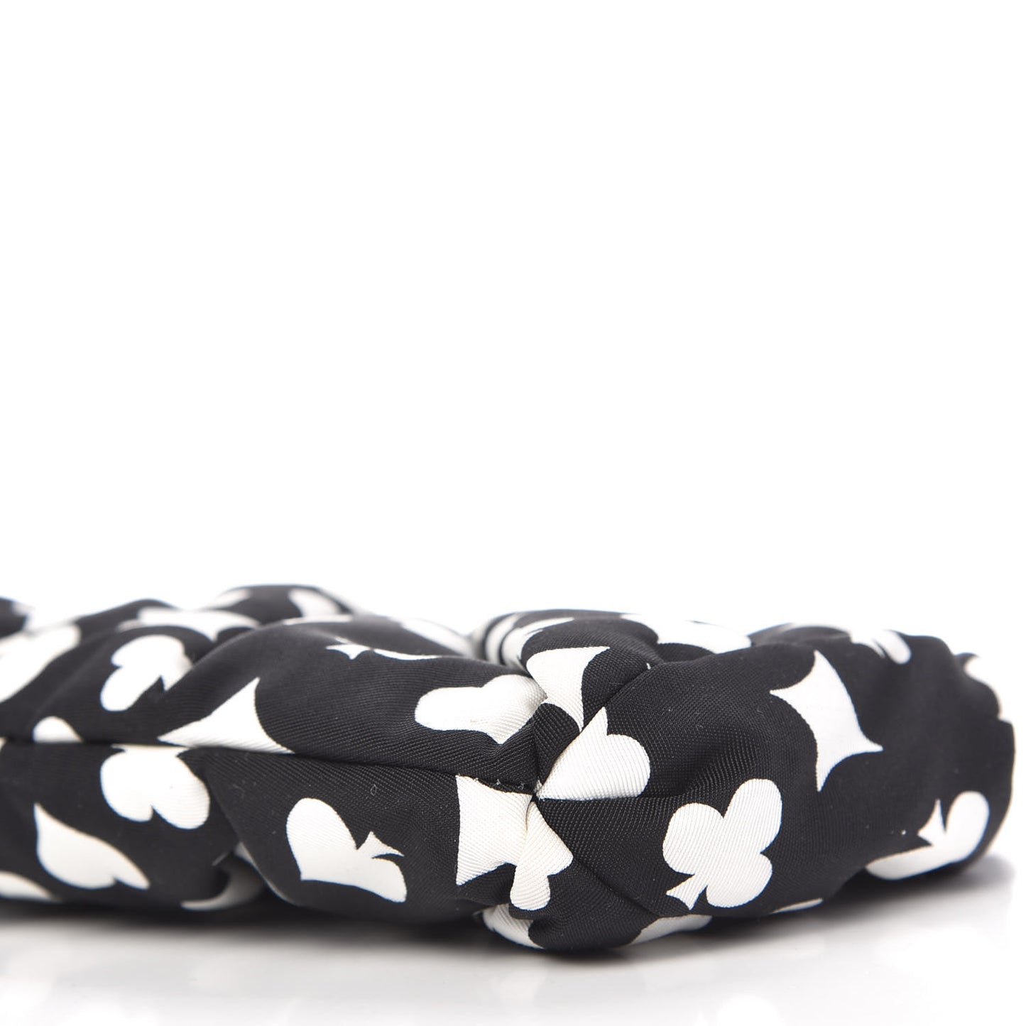 Faille Playing Card Print Clutch Black Black White