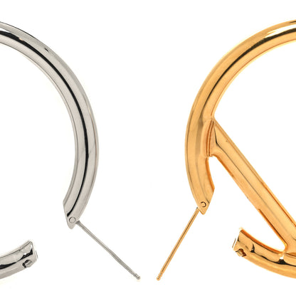Fendi Metal FF Hoop Earrings Gold Silver 3 of 5