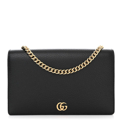 Gucci Calfskin Mini GG Marmont Chain Wallet Black 1 of 11
