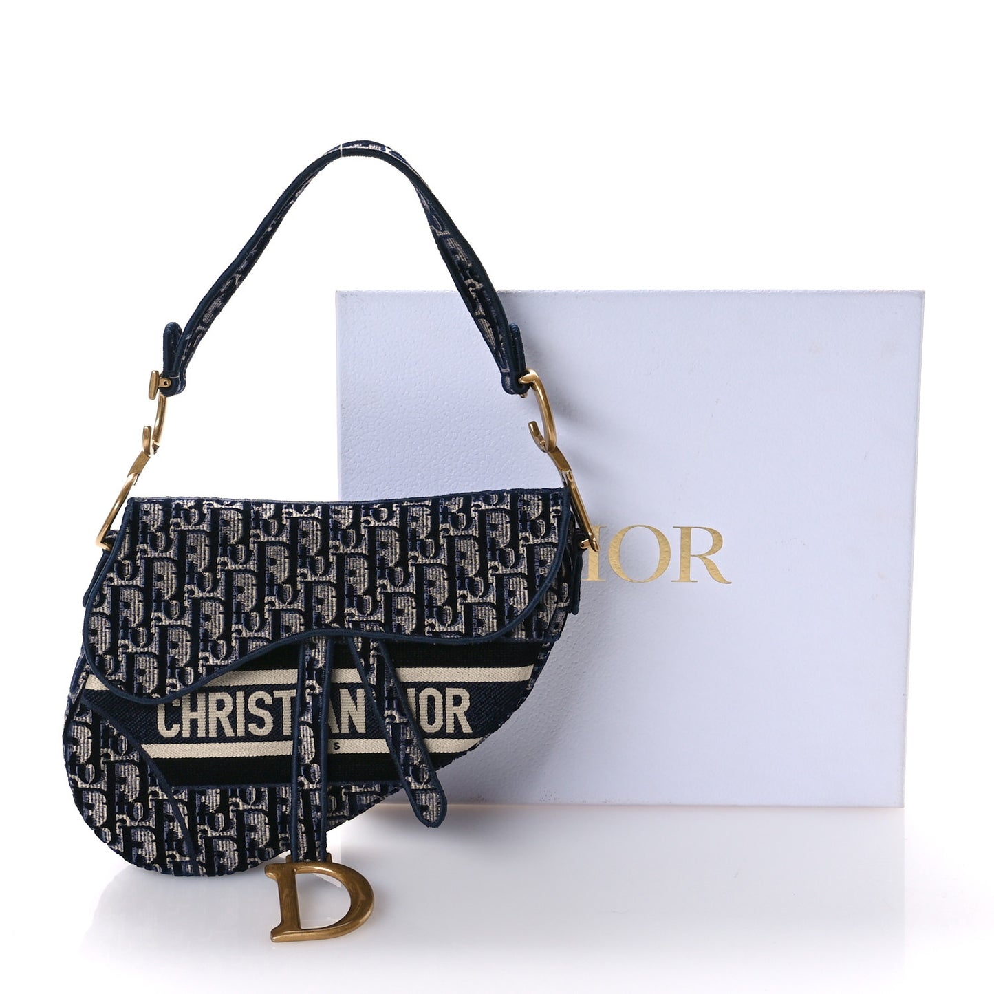 Velvet Oblique Saddle Bag Blue
