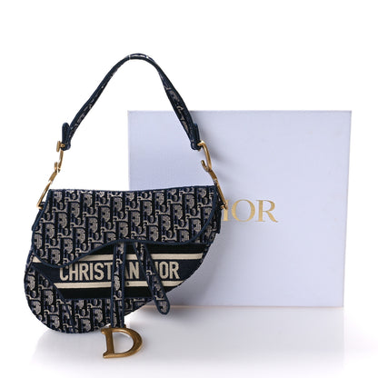 Christian Dior Velvet Oblique Saddle Bag Blue 11 of 13