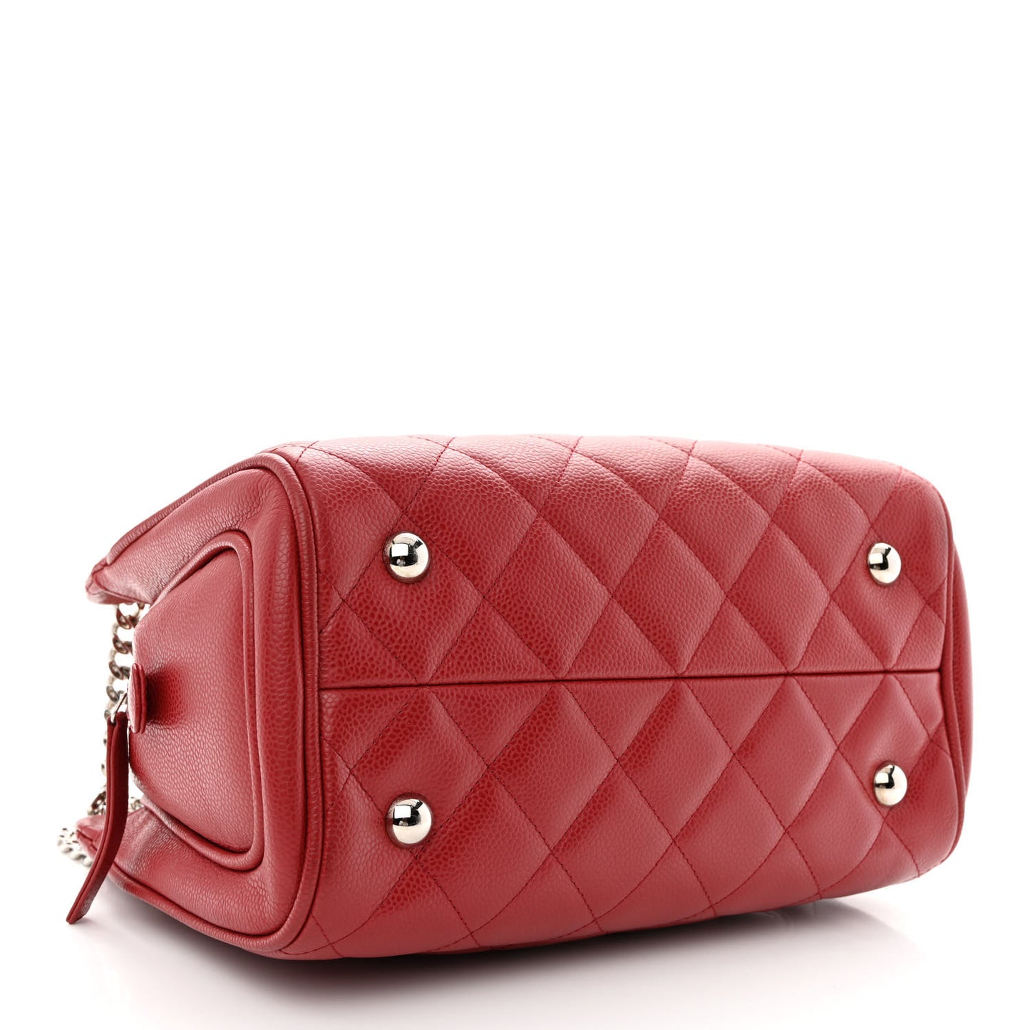 Caviar Quilted Bijoux Chain Shopping Tote Red