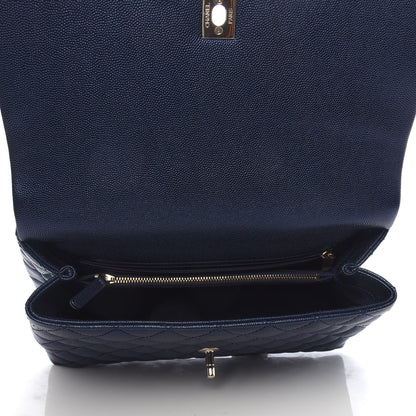 Chanel Iridescent Caviar Quilted Small Coco Handle Flap Dark Blue 5 of 10