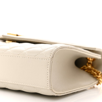 Saint Laurent Grain De Poudre Textured Mixed Matelasse Medium Triquilt Monogram Satchel Crema Soft 10 of 11