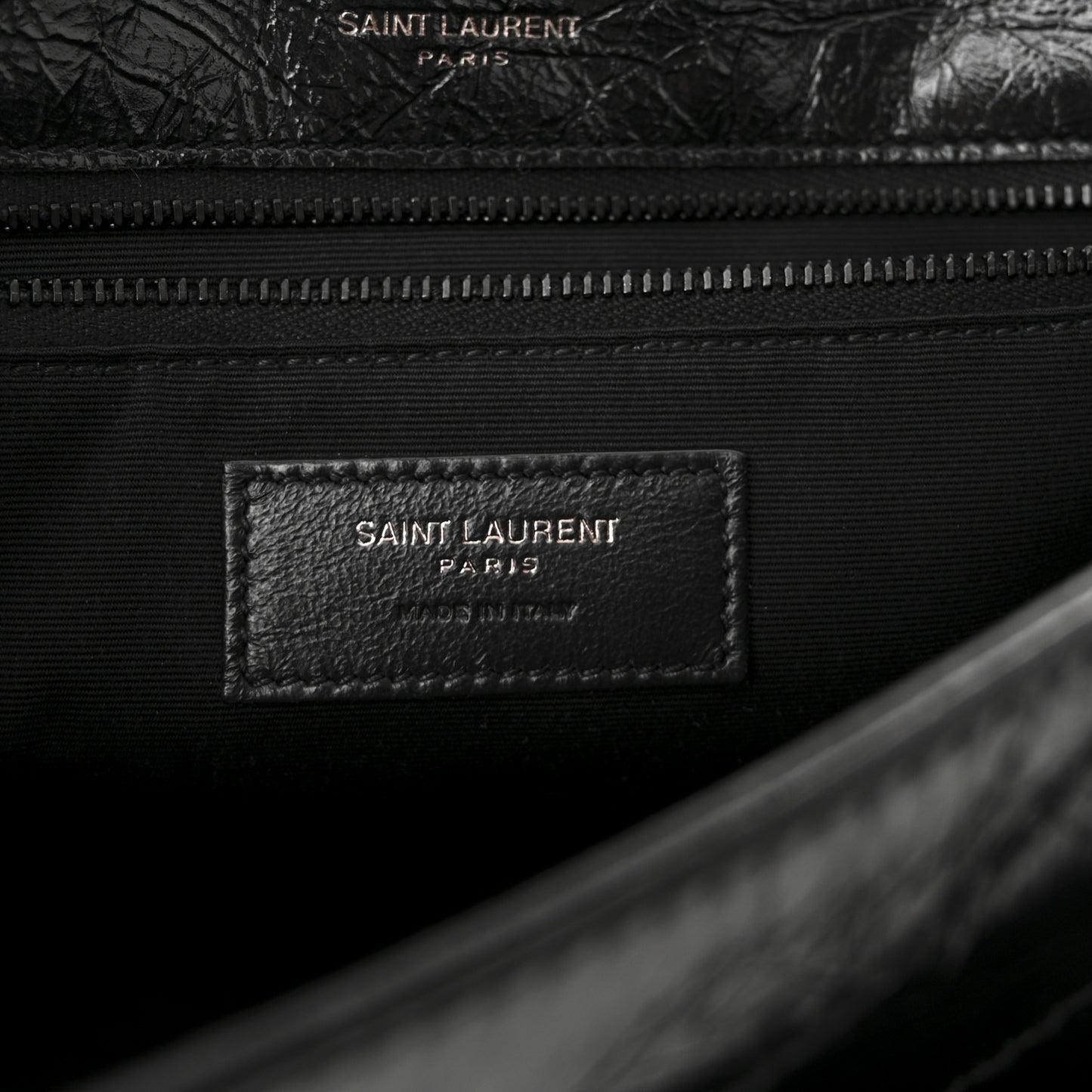 Crinkled Calfskin Matelasse Monogram Medium Niki Chain Satchel Black