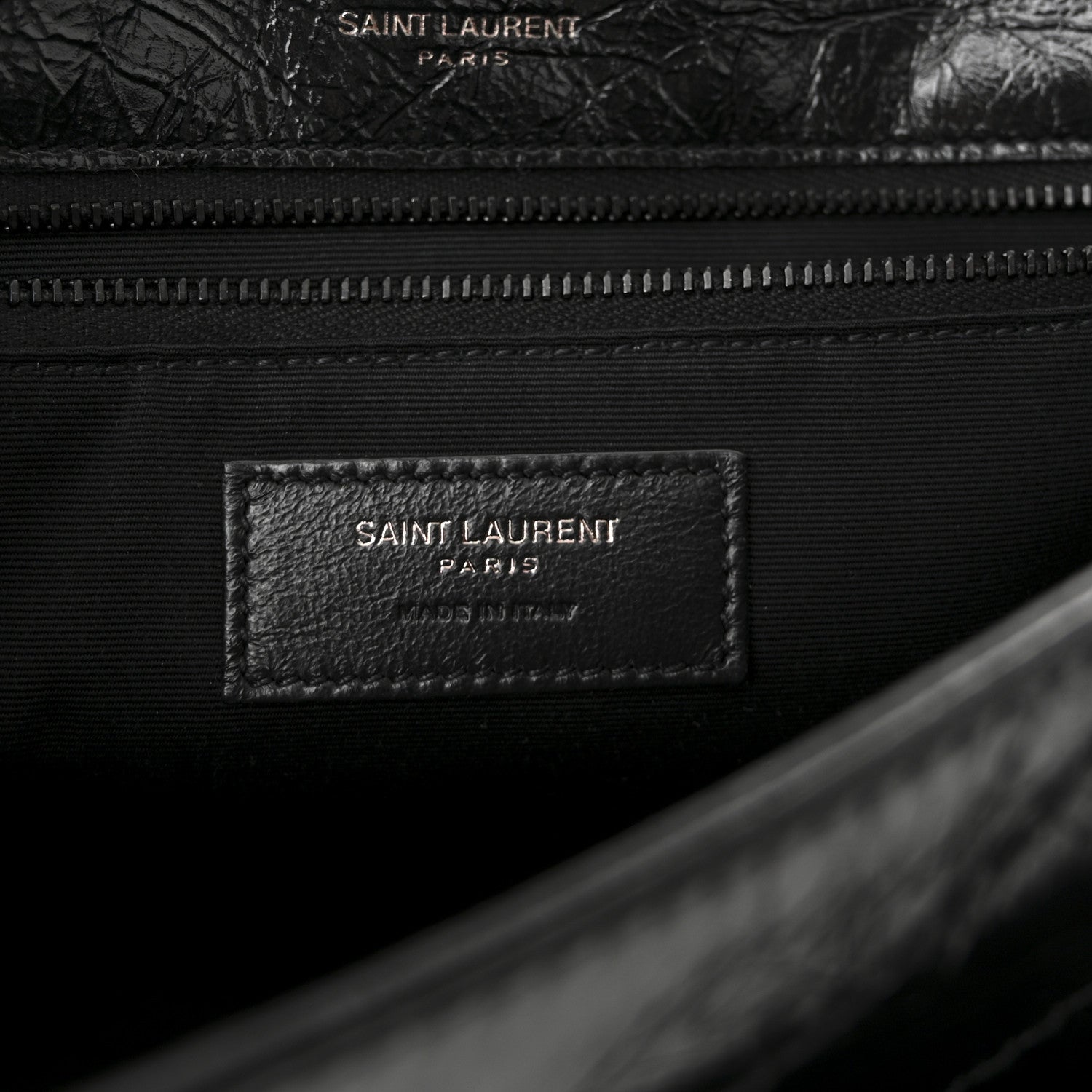 Saint Laurent Crinkled Calfskin Matelasse Monogram Medium Niki Chain Satchel Black 6 of 10