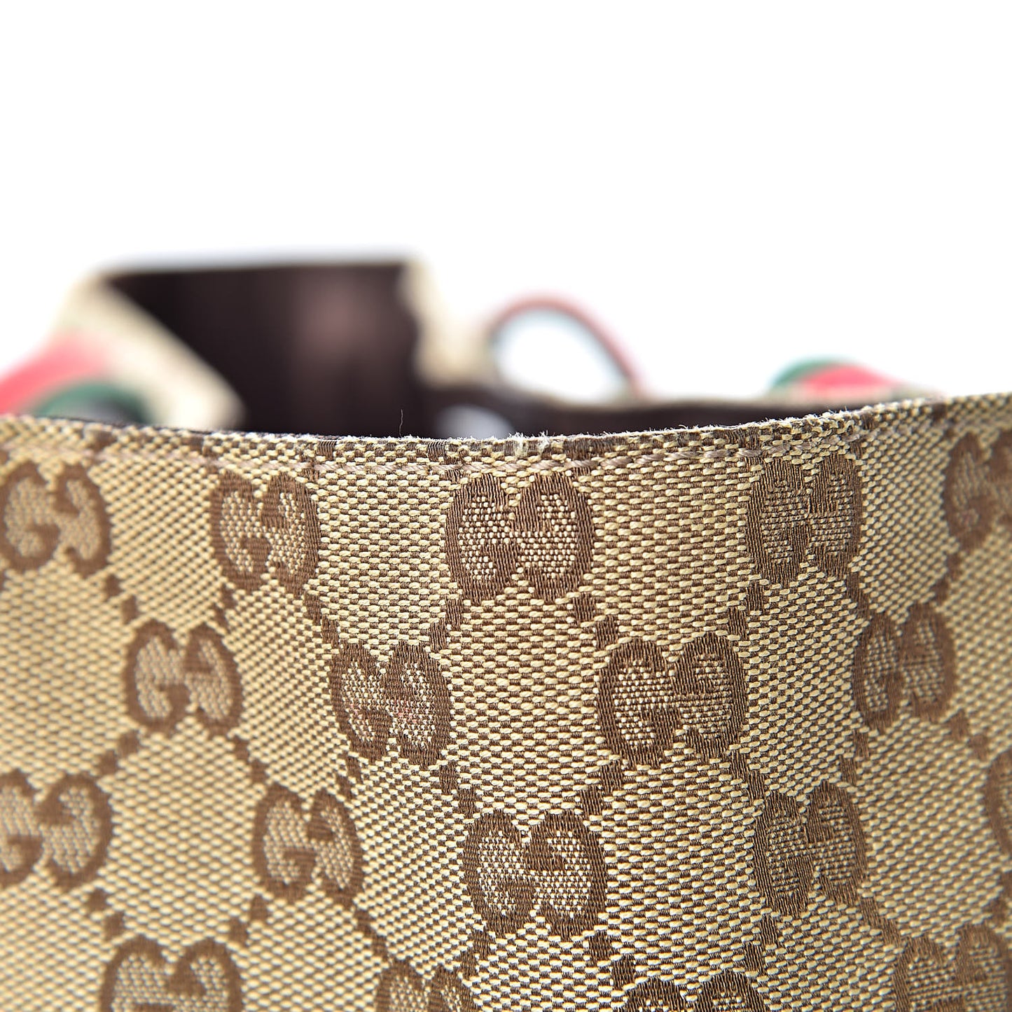 GG Monogram Medium Web Handle Double Pocket Tote Brown