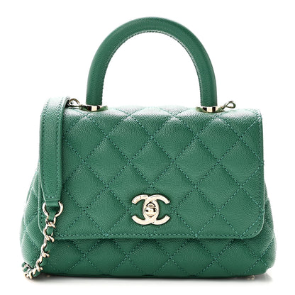Chanel Caviar Quilted Extra Mini Coco Handle Flap Green 1 of 10