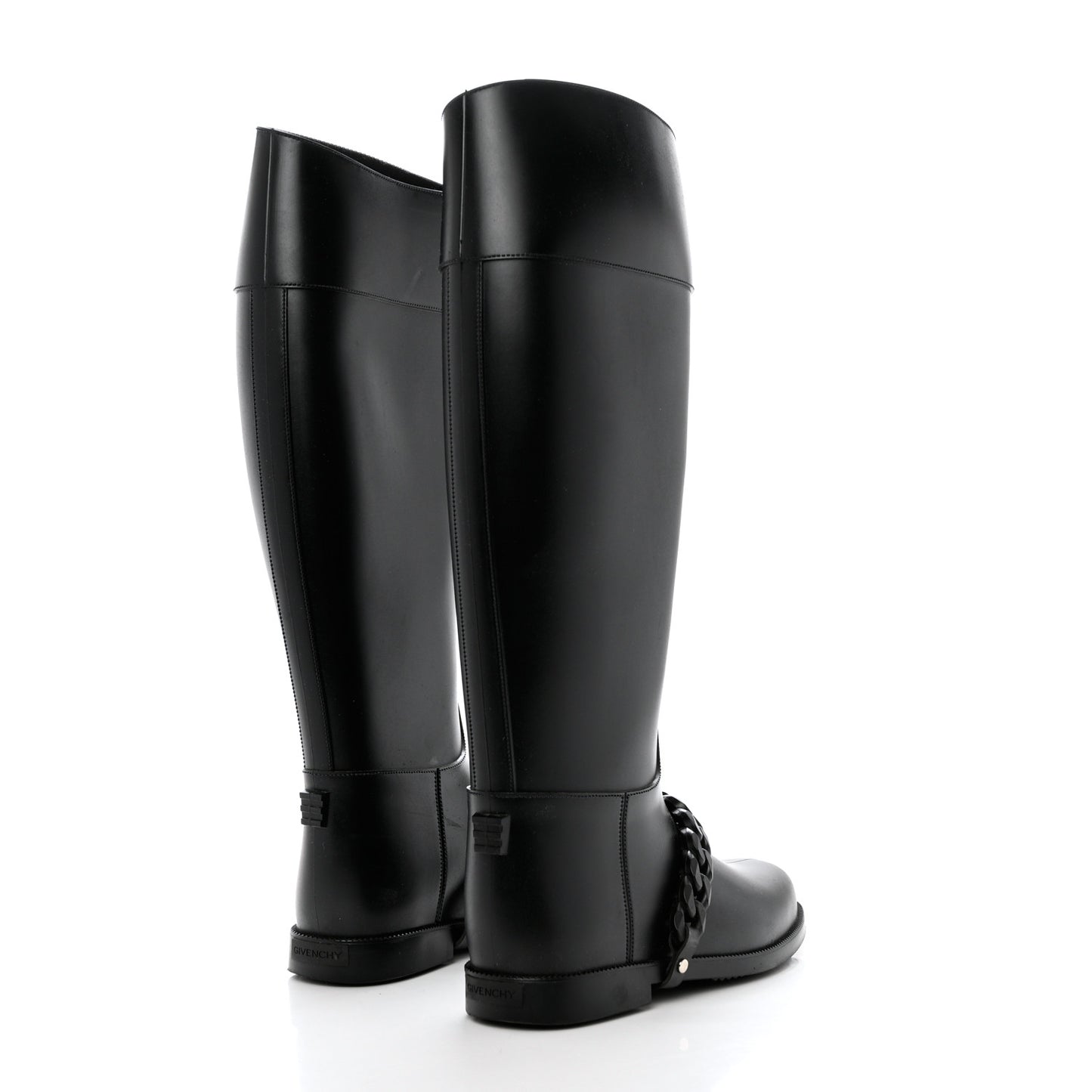 PVC Chain Strap Rain Boots 40 Black