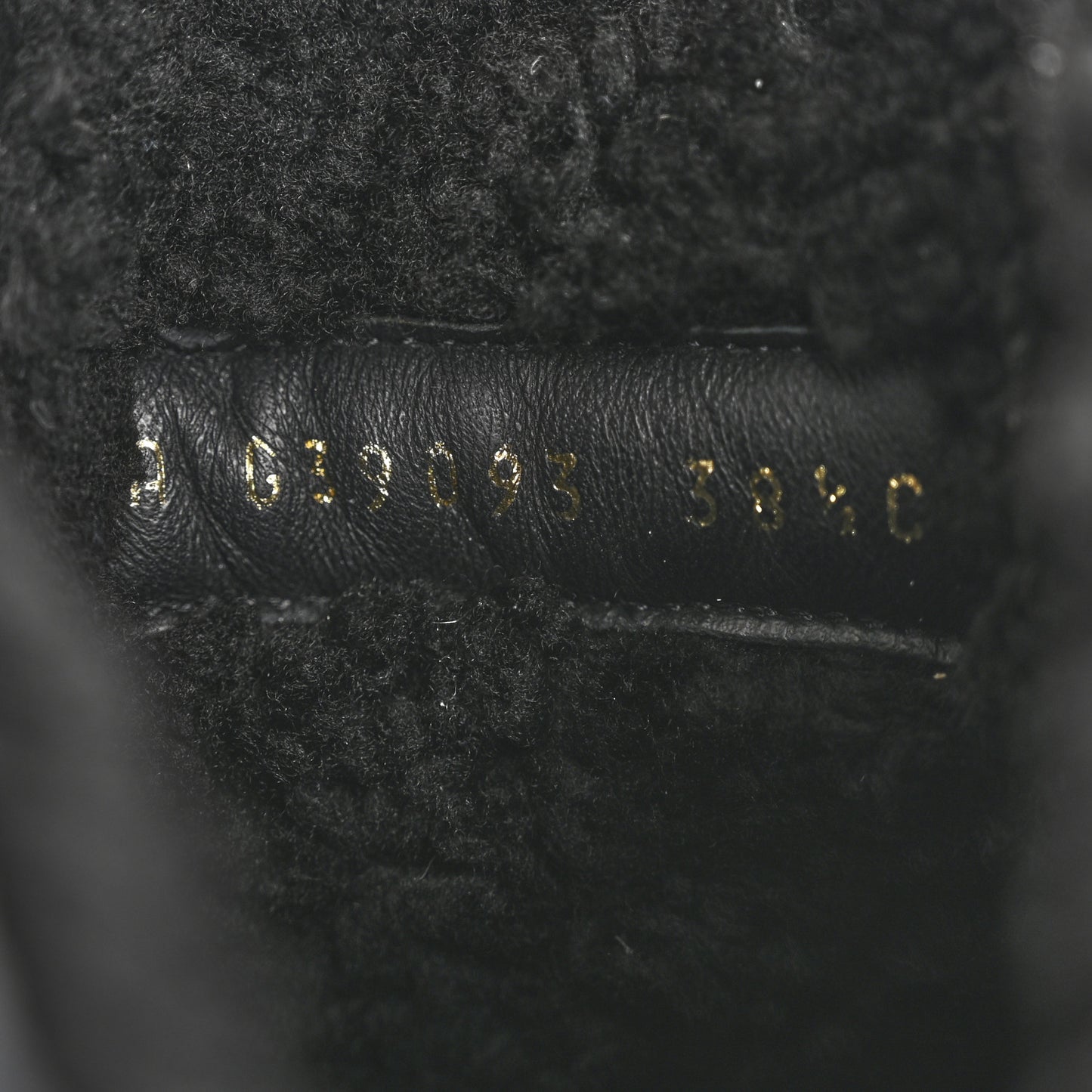 Lambskin Shearling Canvas CC Lace Up Boots 38.5 Black Gold