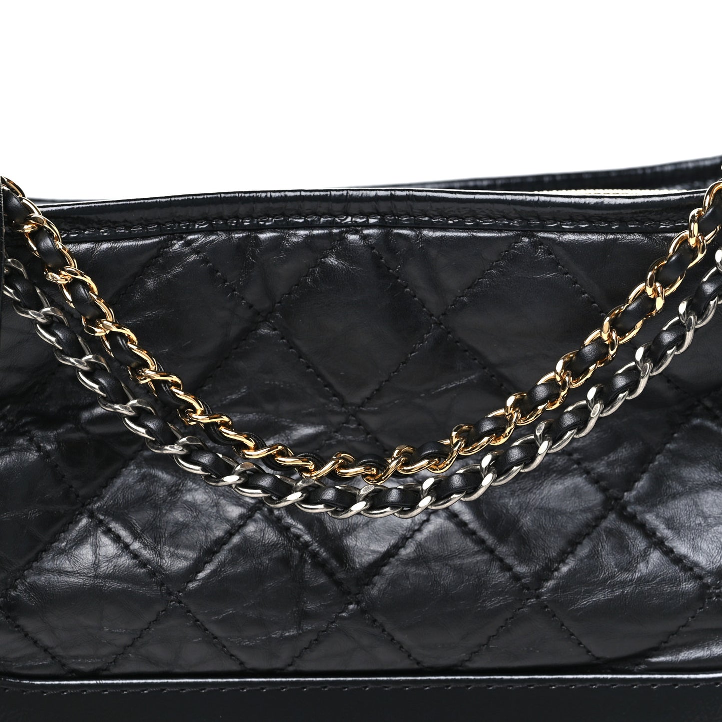 Aged Calfskin Quilted Small Gabrielle Hobo Black