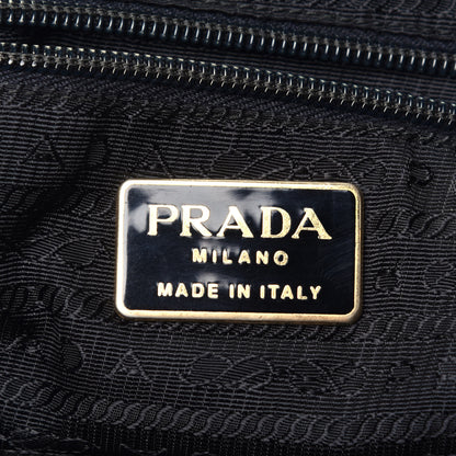 Prada Tessuto Nylon Crocodile Embossed Calfskin Cinch Backpack Black 8 of 14