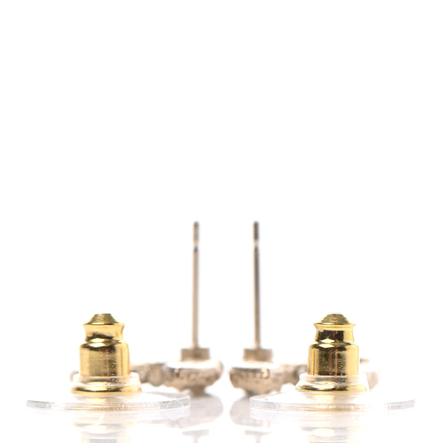 Chanel Pearl Crystal CC Earrings Light Gold 3 of 6