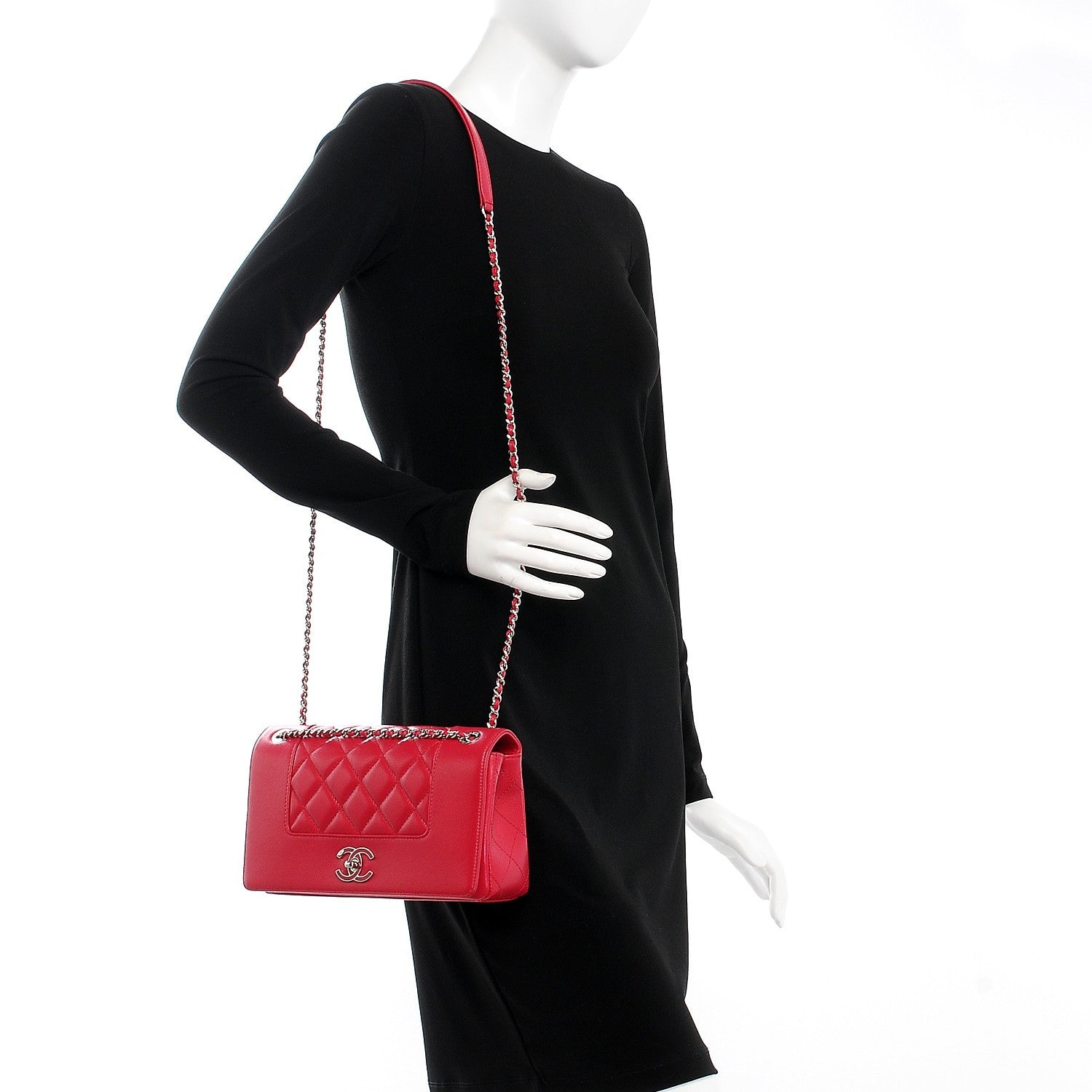 Chanel Iridescent Sheepskin Quilted Medium Vintage Mademoiselle Flap Dark Pink 2 of 8