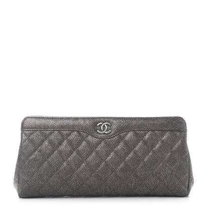 Chanel Metallic Caviar Quilted Clutch Dark Silver 1 of 10