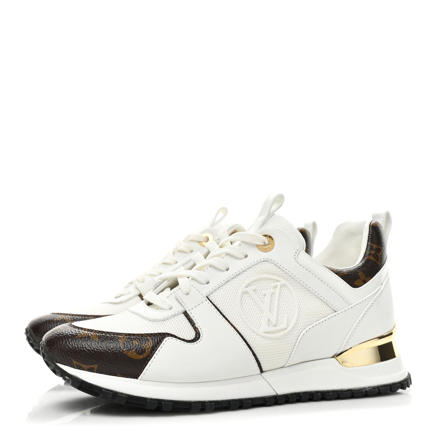 Calfskin Monogram Run Away Sneakers 38 White