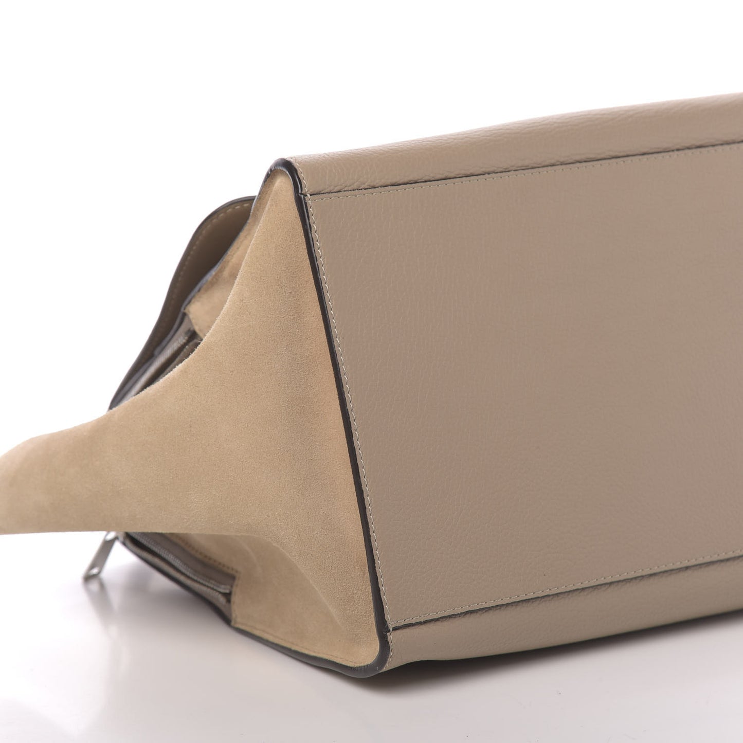 Drummed Calfskin Suede Double Zip Trapeze Sand