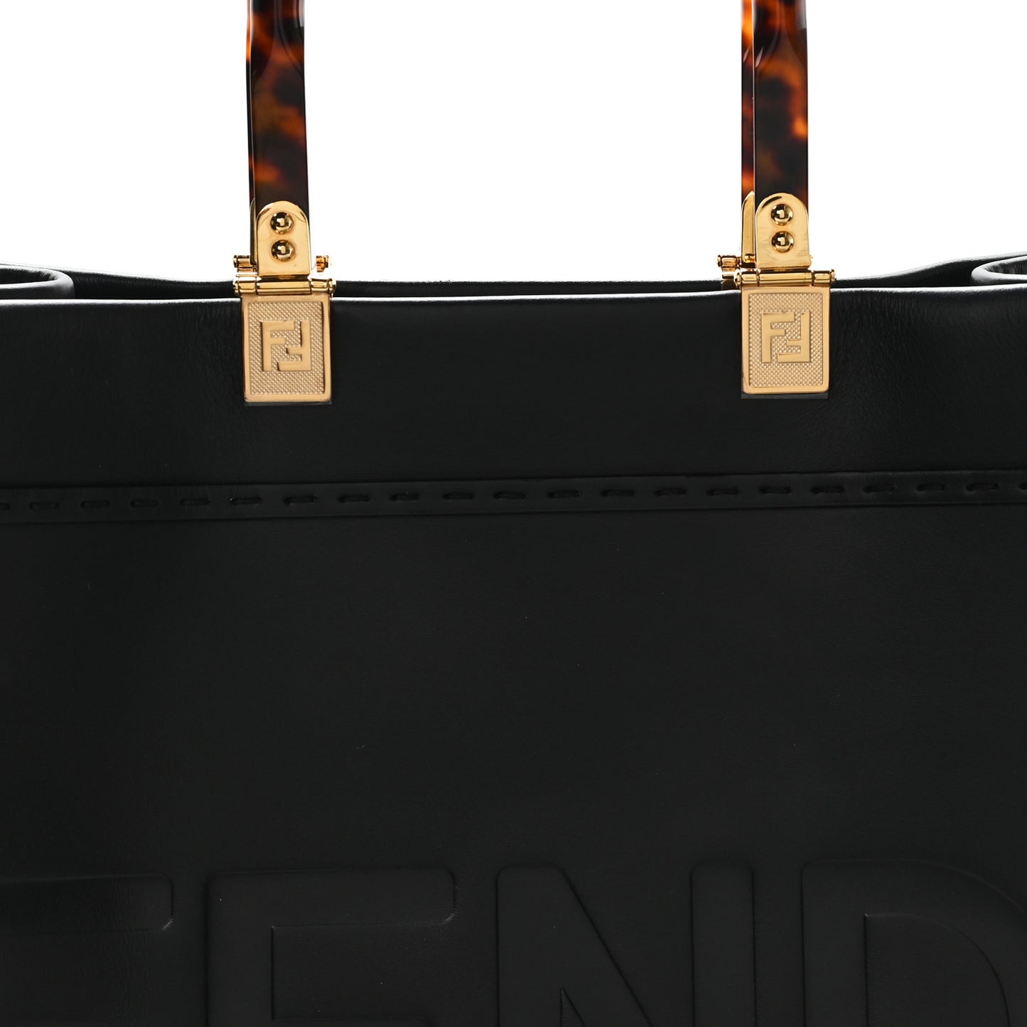 Vitello King Plexiglass Medium Fendi Sunshine Shopper Tote Black